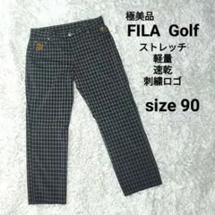 フィラゴルフ チェック柄 ストレッチ ゴルフパンツ サイズ90 メンズ ブラックのサムネイル