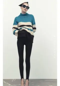 ZARA ストライプニットセーターS