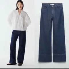 ZARA ザラ センタープレスストレートパンツ（デニムジーンズ）のサムネイル