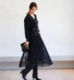 ROPE 【ドラマ着用】アコーディオンプリーツスカート（ラメボーダー×チュール