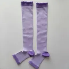 【未使用】着圧ソックス つま先オープンタイプ パープル ハイソックス