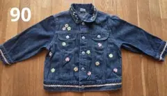 ナルミヤインターナショナル　MINI-K　デニムジャケット　90　花柄刺繍