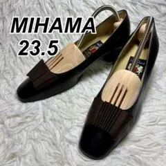 MIHAMA ミハマ 黒 パンプス レザー リボンモチーフ 23.5のサムネイル