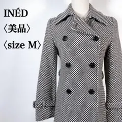 【美品】INÉDイネド　ウールブレンド ダブルブレスト 総柄ミドルコート 日本製のサムネイル