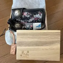 KAZAN 花柄レザー長財布 木箱付き