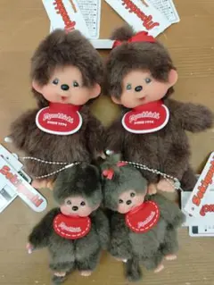 モンチッチブラウンチェーンマスコット＆モンチッチミニ男の子＆女の子4点セット