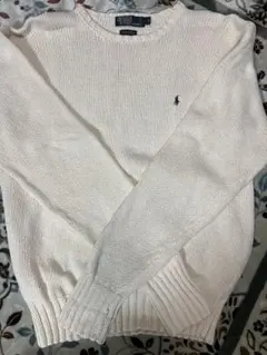 90s Ralph Lauren ホワイト クルーネック ニットセーター