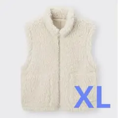 GU カーリーフリースジップアップベスト　ナチュラル　XL