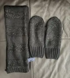 スパンコール付き　ミトン　マフラー　セット　黒　キッズ　女の子