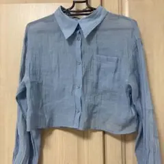 w closet シアーシャツ 長袖 ライトブルー