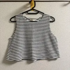 激安　夏　青　ノースリーブ　タンクトップ　トップス　ボーダー　パイル　送料無料