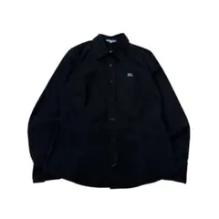 【レディース】BURBERRY ブルーレーベル 長袖シャツ ロゴ刺繍 黒 38