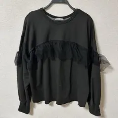 しまむら　フリルトレーナー　L ボンディング生地