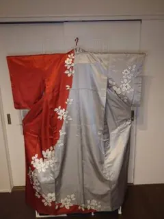 美品　洗える着物　訪問着　胴抜き　花柄　葉っぱ柄