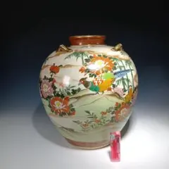 薩摩焼 金襴手【薩摩花仙】在銘 細密絵花鳥文壺 花入り骨董品 - メルカリ