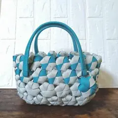 かごバッグ　ハンドメイド　花結び　春バッグ　チャーム付