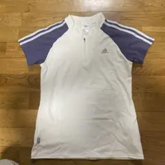 adidas レディース ゴルフ、テニスシャツ Ｌホワイト/パープル.ハイネック