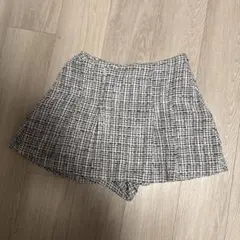 スカパン 白黒 チェック柄 ツイード　ZARA