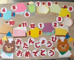 m*u様 誕生日表　壁面　壁面飾り　1年　誕生表　保育　幼稚園　施設