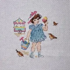 B 鳥と女の子 ヴェロニク アンジャンジェ ⭐️ ✩.クロスステッチ 完成品