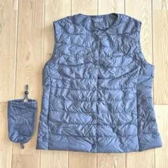良品UNIQLOウルトラライトダウンコンパクトベスト L 0814K グレー