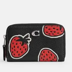 coach スモール ジップ アラウンド ケース・ストロベリー いちご 財布