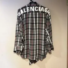 新品同様美品　BALENCIAGA バレンシアガ チェックシャツ ボウタイのサムネイル