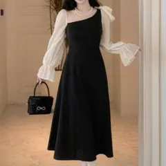 Dazy フリル付き黒ワンピース　オケージョンドレス