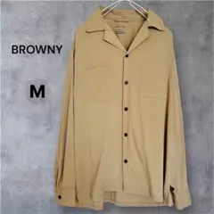 BROWNY オープンカラーシャツ ベージュ系 Mサイズ 長袖 開襟シャツ