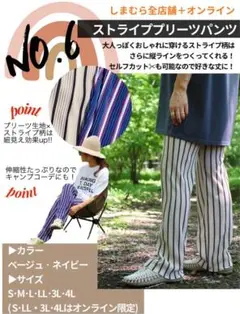 オンライン限定 しまむら nozomi ストライププリーツパンツ 4L セット