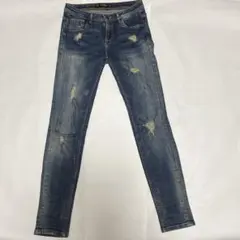 ZARA ダメージデニム スキニーパンツ EUR36 レディース 色落ち加工