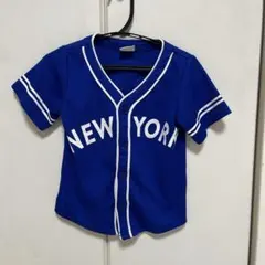 ミキハウスピクニック　ベースボールシャツ　110cm 青 子供服　キッズ　野球のサムネイル