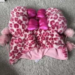 ミニーちゃん　ヒョウ柄　ファンキャップセット
