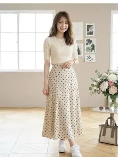 SNIDEL ドット ロングスカート アイボリー サイズ0 スナイデル 水玉