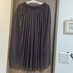 美品　FONCEのレースギャザースカート　こげ茶のサムネイル