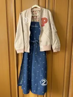 ピンク ブルゾン&デニムジャンパー2点セット