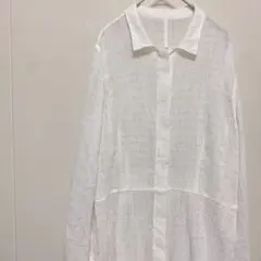 ホワイト 長袖シャツ カジュアル 海外古着 春夏