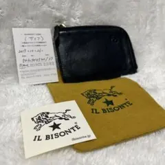 【美品】イルビゾンテIL BISONTE 財布 L字ファスナー　ブラック　レザー