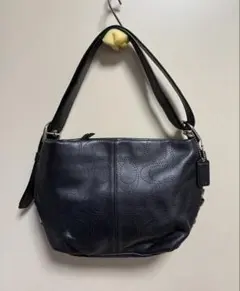【極美品】コーチ ショルダーバッグ オールレザー パンチング 黒 シグネチャー