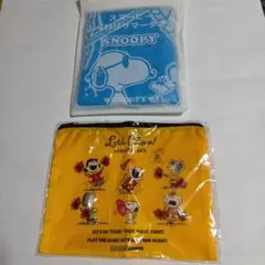 スヌーピー ふんわりタオル　青　新品未開封　ファスナーポーチ【非売品】