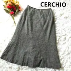 美品　CERCHIOセルッチオ　アンゴラ混　ロング丈スカート　グレイ　ツイード風