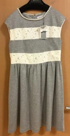 【新品】Anatelier 首元パールネックレス風 ノースリーブワンピース 38