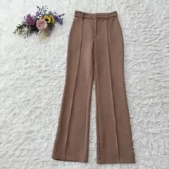 美品＊EMODA　コットン混　フレアパンツ　センタークリース　ジャージ素材　茶