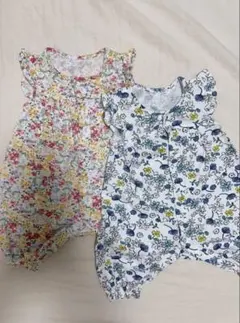 UNIQLO 花柄ロンパース 60cm 2点セット
