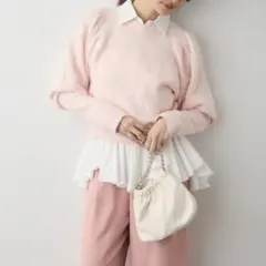 frene ピンクニット＋ワイドパンツ　セット