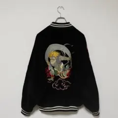 別珍】今昔 スカジャン ベロア 京都 舞妓 狐 刺繍 美品 ダークグリーン