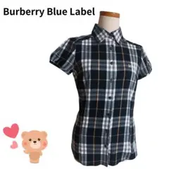 BURBERRY ブルーレーベル 半袖 ノバチェック ブラウス 38 Mサイズ