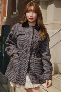 Her lip to ハーリップトゥ 千鳥柄 コート 新品・タグ付き】Her lip to ハーリップトゥ 千鳥柄 コート - メルカリ