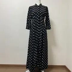 ZARA ザラ　ロングワンピース　ブラック　ドット　水玉　春　マキシ 大人