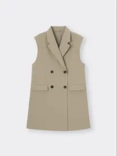 【GU】オーバーサイズダブルブレストベスト　ベージュ　M